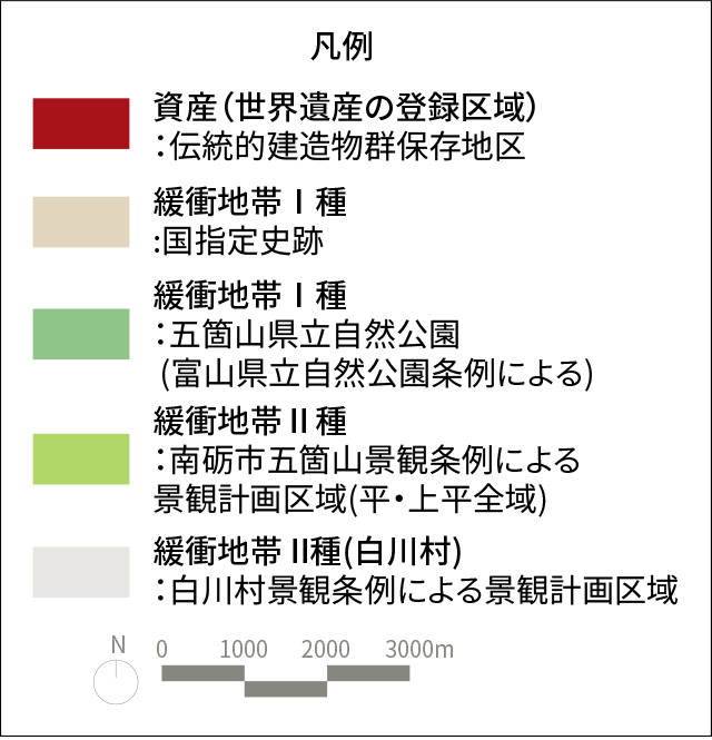 五箇山地方の集落の地図