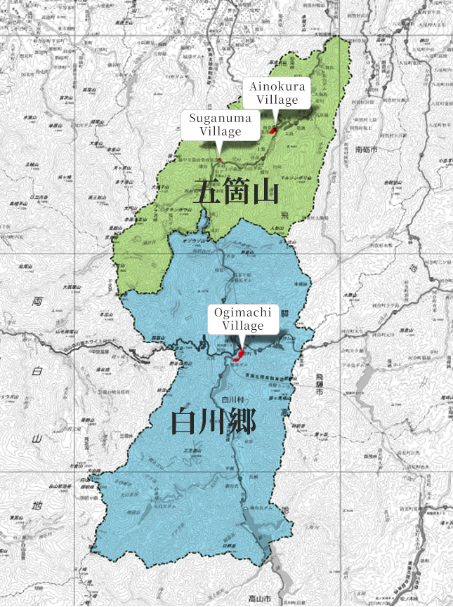 Map showing the extent of the Shirakawa-go World Heritage site