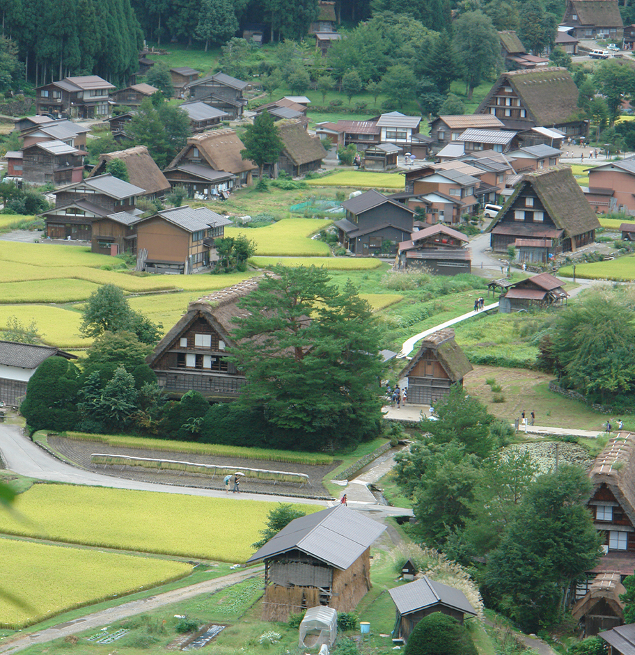 荻町、相倉、菅沼の3集落の写真